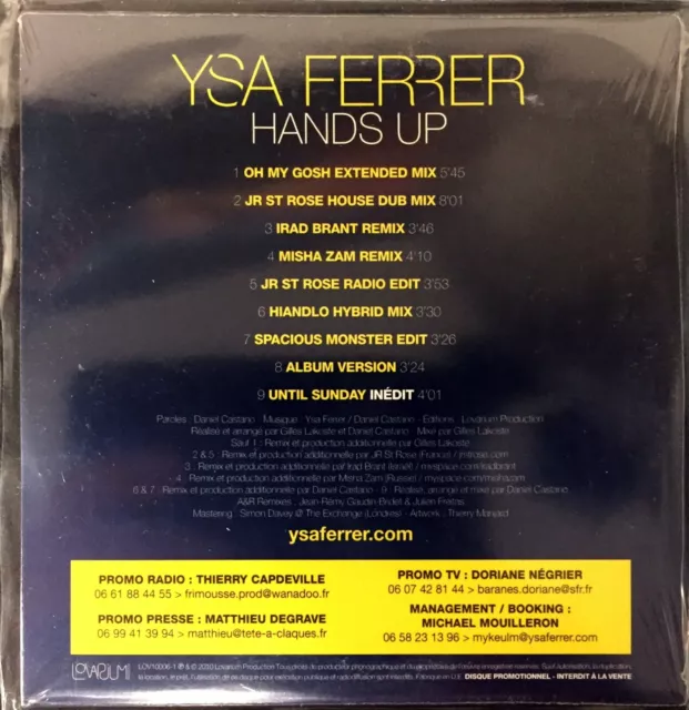 Cd Single Promo Ysa Ferrer Hands Up 9 Titres Dont Inedit Rare Comme Neuf 2010 2