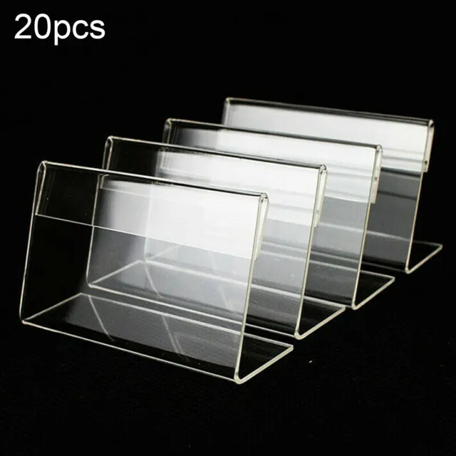 Clear Acrylic L Shaped Price Tag Display Stand Rack for Labels 20 Pack