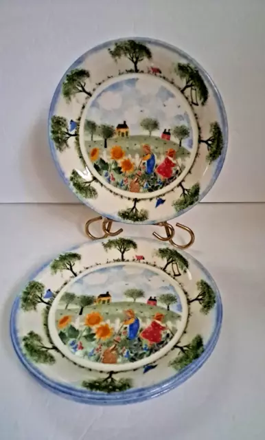 Nikko 8" Salad Plates Set of 3 From "Remember When" 1999 Series by Deb Mores