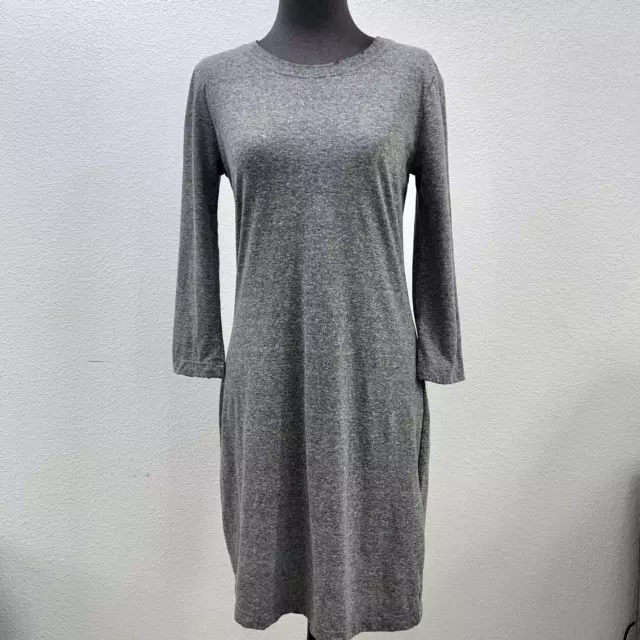 Current Elliot Dress Women 1 (Small) Grey Heather 3/4 Sleeve Crew Neck