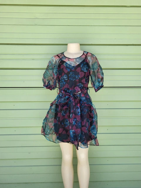 ZARA BLACK PINK Green Organza Print Floral dress SIZE M 8278 430 800 #D360  22.92 - PicClick UK