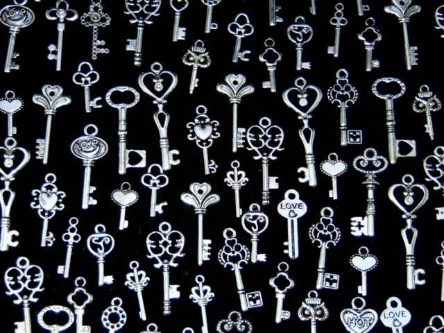 Tibetan Silver Random Mixed Key Charms Mix 20 Styles Keys Crafts Jewellery ML