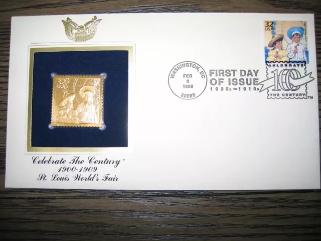 St. Louis Worlds Fair Gold Golden Replica Celebrate Century Cover Stamp