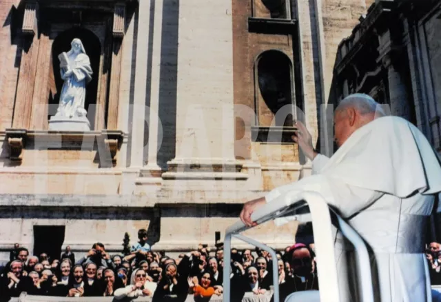 Foto Vintage Religione Papa Giovanni Paolo II benedice statua stampa 20x30 cm