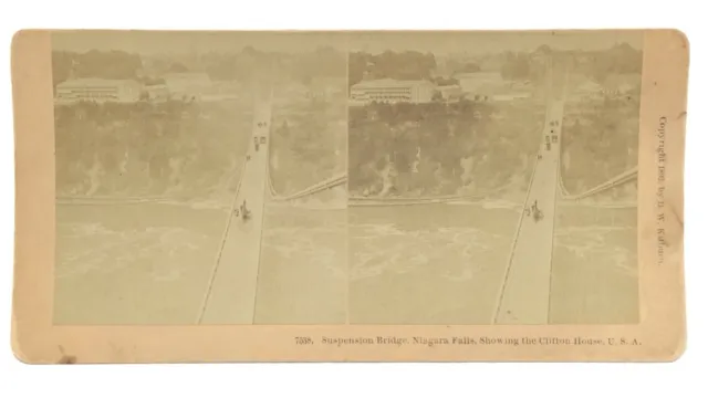 Vintage 1892 Bridge Niagara Falls Clifton House BW Kilburn Stereograph 3D M262