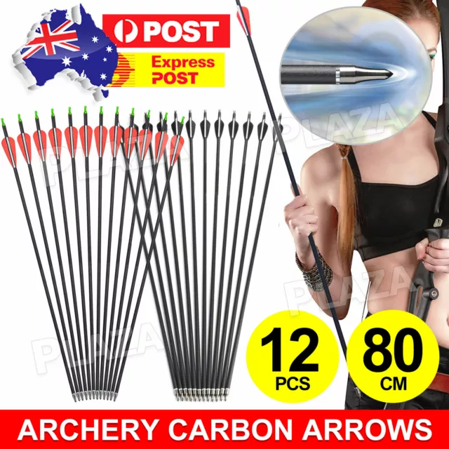 12pcs Musen Carbon Arrows 30 Inches Spine 500 For Compound & Recurve Bow Hunting