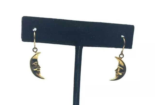 Gold Plated Lunar Moon Dangle 925 Sterling Silver Earrings