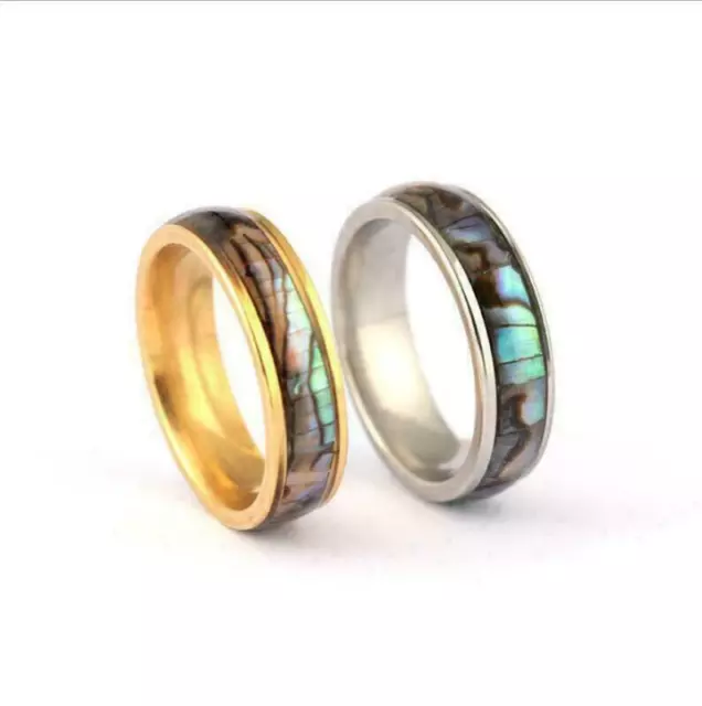 Jewelry Tungsten Carbide Abalone Shell Inlay Wedding Band Women Mens Ring