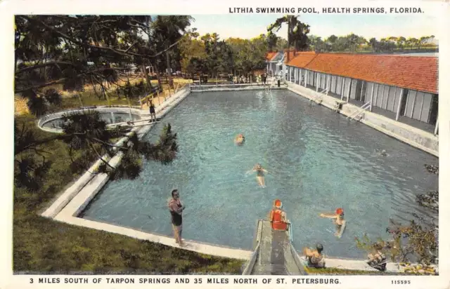 Health Springs Florida Lithia Swimming Pool Antique Postcard K41193