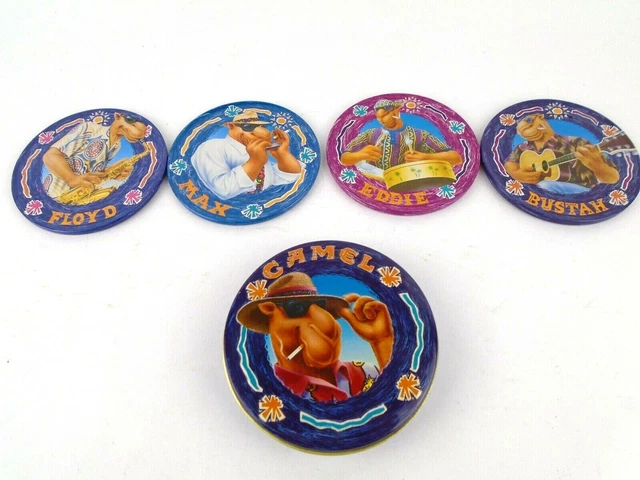 Camel Cigarettes Coasters Set of 4 Joe Cool Brand Tin Vintage 1994