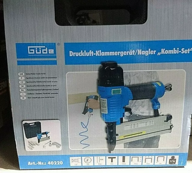 Güde Druckluft-Klammergerät / Nagler 40220 Kombiset inkl. Klammern & Nägel