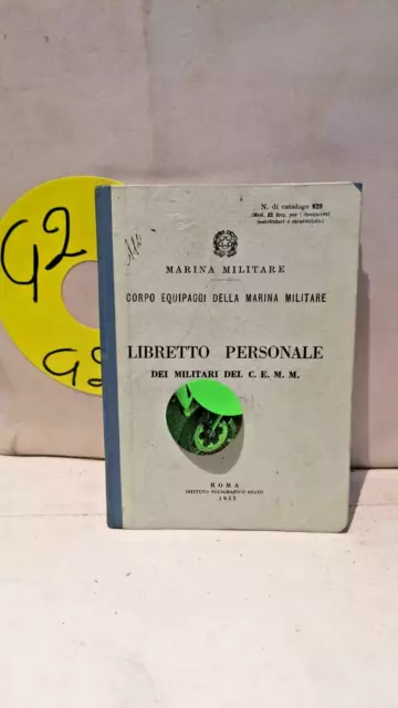 Marina Militare Libretto Personale CEMM 1953 Corpo Equipaggi Documento
