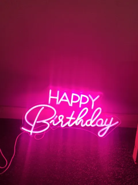 Large Happy Birthday LED Neon Sign Lights Hanging Sign Neon Lights Party Decor