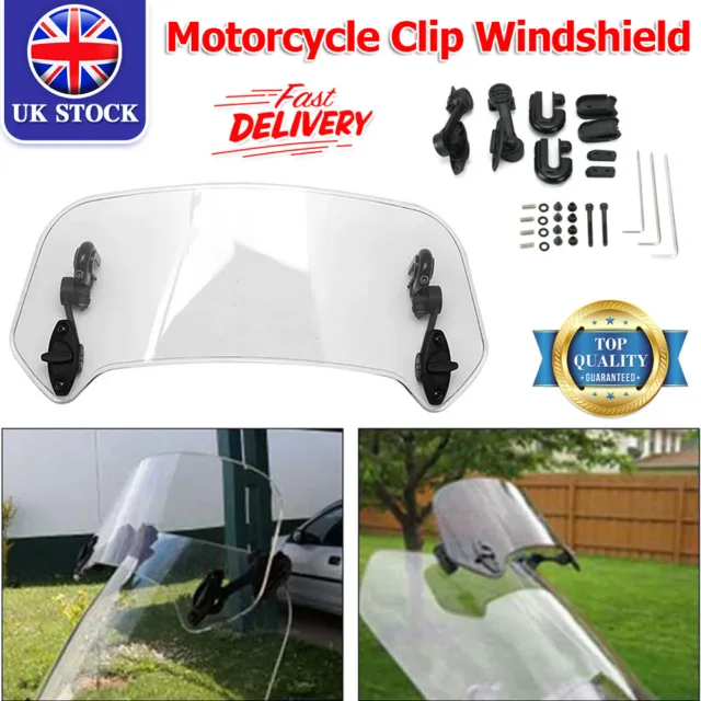 Clip On Motorcycle Windshield Wind Screen Motorbike Deflector Extension Spoiler