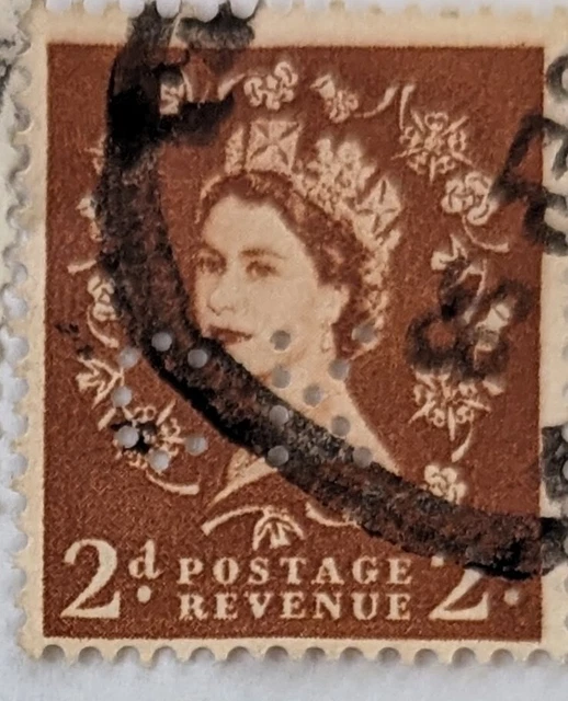 VINTAGE QUEEN ELIZABETH II 2d Postage Revenue Brown Collectible Postage