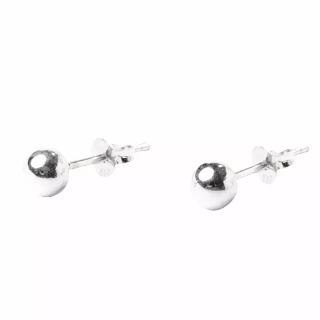 81stgeneration Sterling Silber 4 mm Bolzen Ohrringe Kugel von Hand poliert