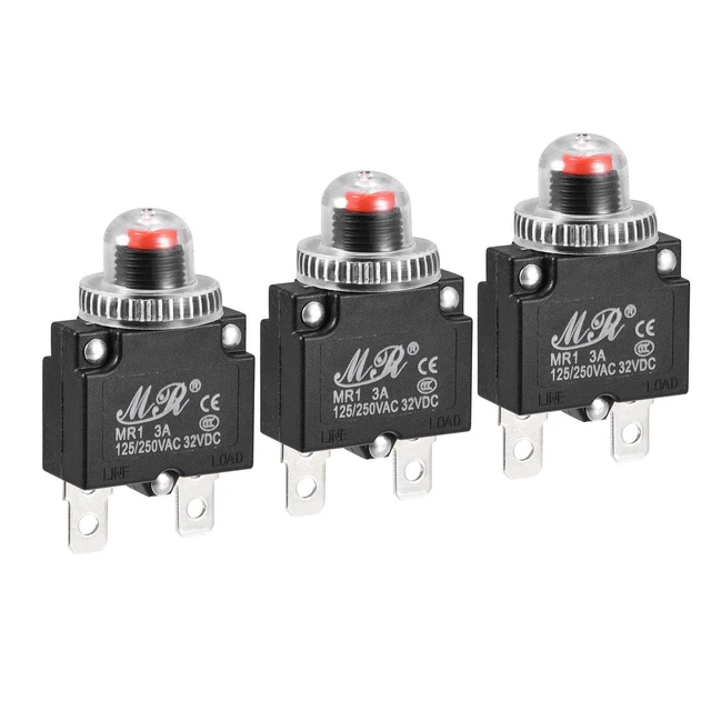 Circuito Sovraccarico Protettore 3A AC125/250V DC32V Premi Pulsante 3pz