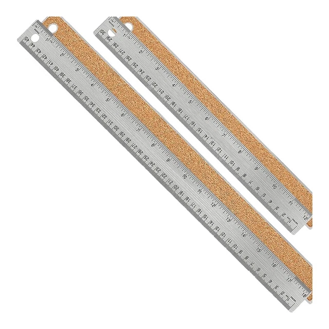 RèGle en MéTal avec Support en LièGe: (12+18 Pouces) RèGle en Acier Inoxyda7016