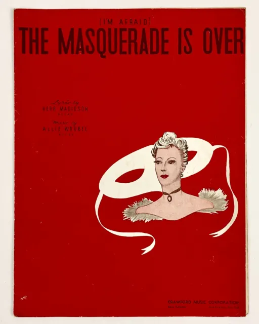 1938 I'm Afraid Masquerade Is Over Vintage Sheet Music Piano Guitar Magidson VTG