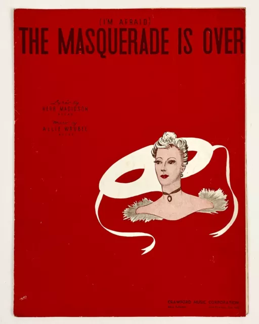 1938 I'm Afraid Masquerade Is Over Vintage Sheet Music Piano Guitar Magidson VTG