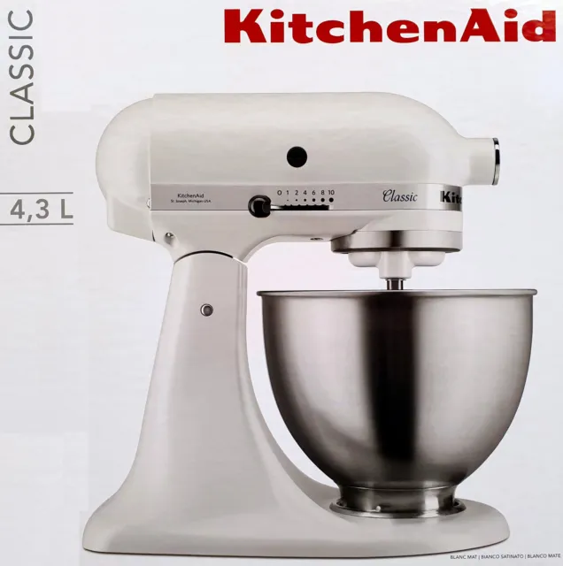 KitchenAid Küchenmaschine,Teig-Knetmaschine Classic 5K45SSEFW 4,3L,Matt Weiß