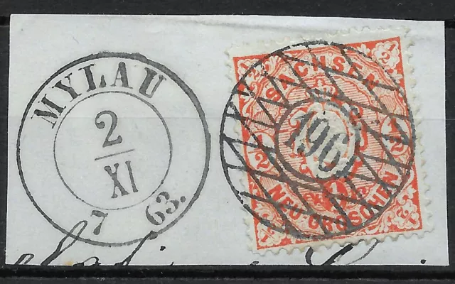 SACHSEN 1863; MiNr. 15a;  1/2 Ngr.; BPP BEFUND; N196 + K2 MYLAU; einwandfrei!