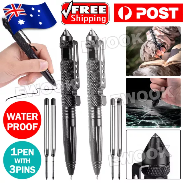 UP 2PCS Self Defence Tactical Pen Writing DNA Catcher Survival Emergency Tool AU