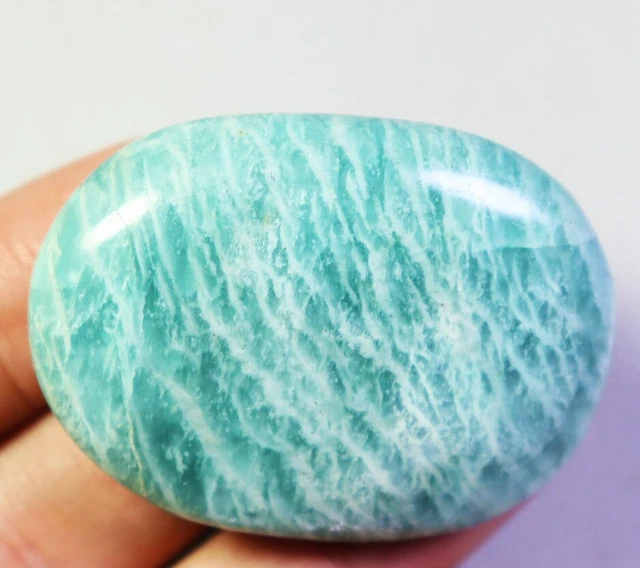 Amazing Natural Polished Amazonite Quartz Crystal Stone Palm Reiki Madagascar