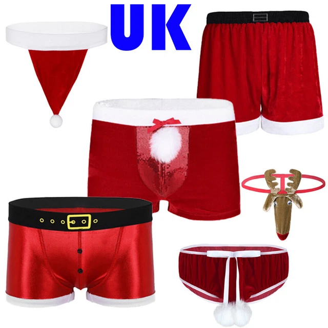 UK SEXY MENS Christmas Santa Thong Gstring Cosplay Boxer Shorts Reindeer Briefs £8.27 PicClick UK