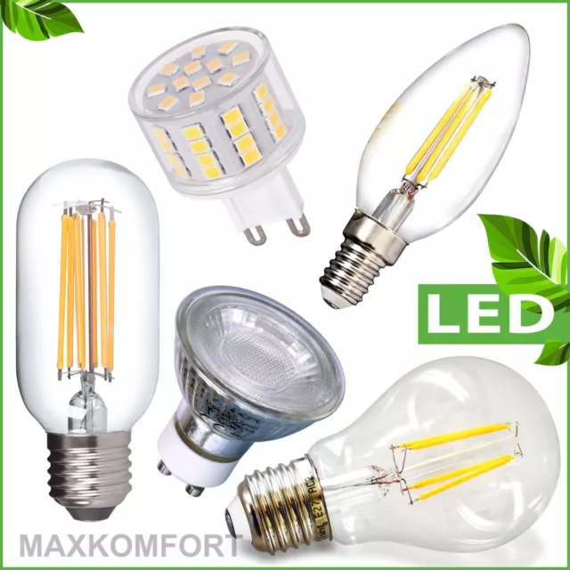 LED Leuchtmittel Lampe Filament Birne Glühbirne Kerze Ersatz GU10 E14 E27 Licht