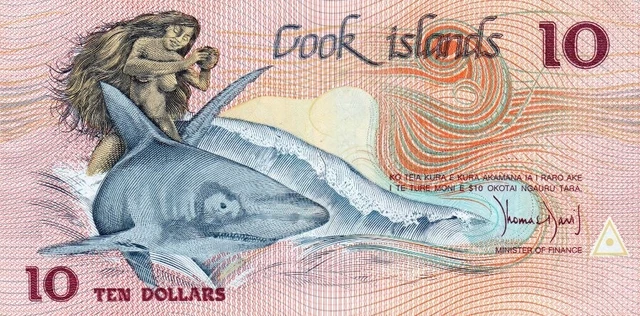 #Cook Islands Ministry of Finance 10 Dollars 1987 P-4 XF+ Polynesian Legend