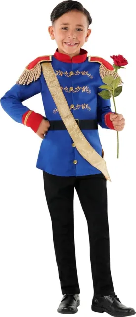 Boys Prince Charming Costume Kids Fairy Tale Royal Fancy Dress World Book Day