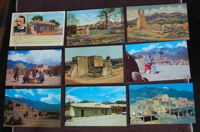 Taos New Mexico Lot of 15 Vintage Postcards - Taos Pueblo / Kit Carson Home