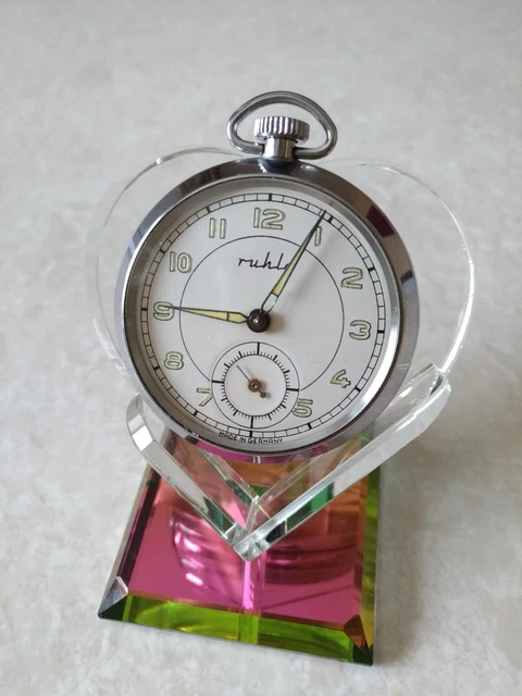 DDR GDR 60er mechanische Taschenuhr chrom RUHLA Ziffern arabisch Sekundenzeige
