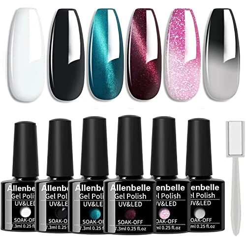 Allenbelle UV Nagellack Set 6 FarbenUV Nagellack Thermo Set 6 Farben Mit Gesc...