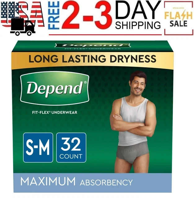 DEPEND FITFLEX INCONTINENCE Underwear for Men Maximum Absorbency, S/M