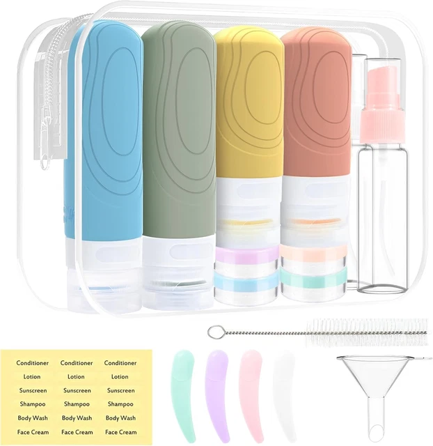 Set 16 Pezzi Contenitori Viaggio Per Liquidi 100ml - Silicone Senza BPA, Kit Aereo Per Shampoo E Crema - Foto 4