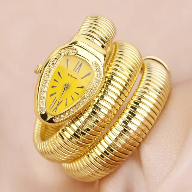 Serpentine Bling Snake Bracelet Watch Diamond Quartz Women Watches