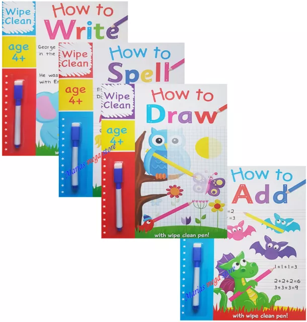 A4 Ready For School Learn HOW TO SPELL WRITE Wipe Clean Dry Erase Kids PRESCHOOL