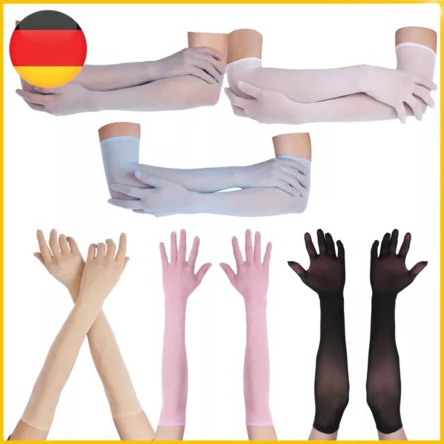 DE Damen Ultra-dünne nahtlose Strumpfhose Mesh Finger Handschuhe Handschuhe