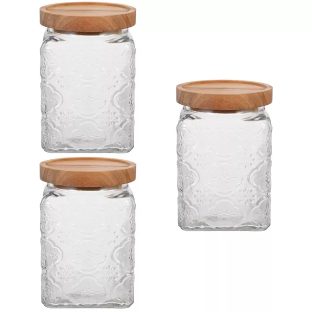 3 unidades frasco de vidrio con tapa latas de azúcar contenedores para bocadillos