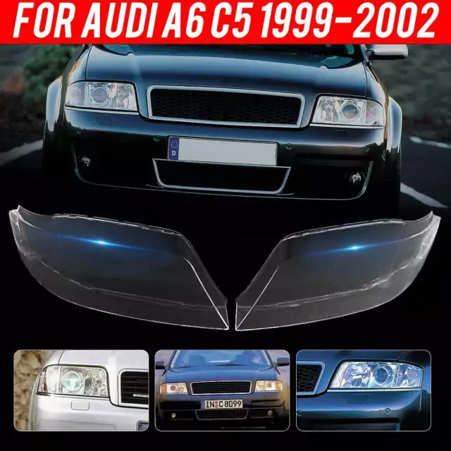 Retchs+Links Scheinwerferglas Streuscheiben Abdeckung Für Audi A6 C5 1999-2002