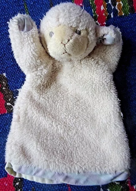 Gp /  Doudou  Marionnette Burberry Mouton Blanc Liseret Violet Bleu Tbe