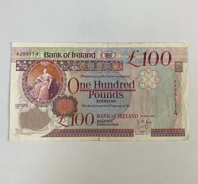 Bank of Ireland One Hundred Pound Note GBP £100 - 1995