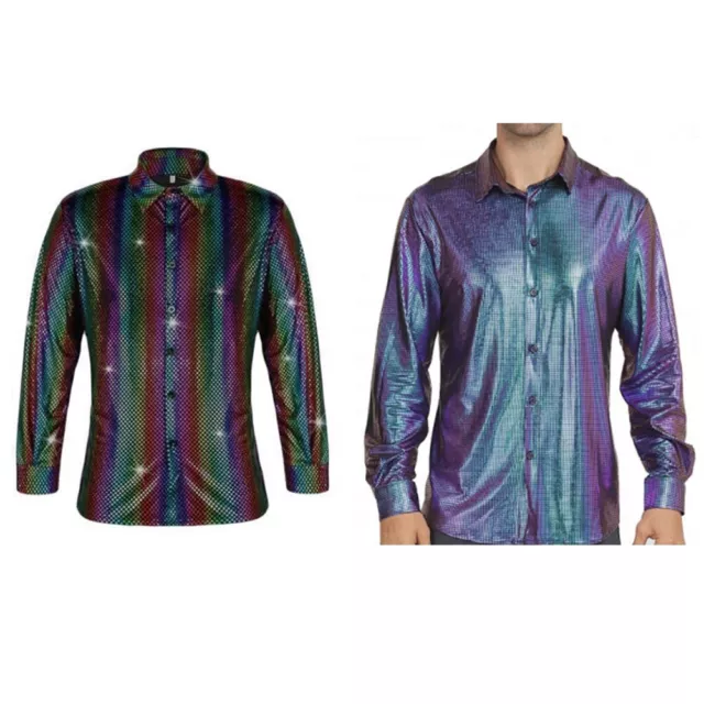 Party ready Disco Shirt with Colorful Gradient Print for Men's Beachwear
