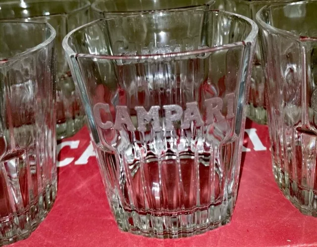 Set 6 Bicchieri Di Vetro Pubblicitari Da Bar Aperitivo Campari Milano Nuovi