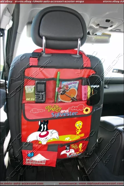 2 AUTO BAMBINI BIMBI SALVA PROTEZION SEDILI SEDILE Gatto Silvestro Titti 50x37