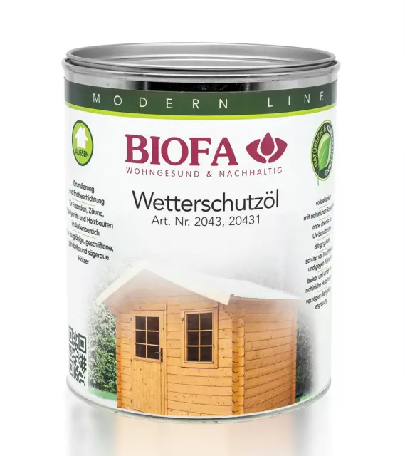 BIOFA Wetterschutzöl 2043 farblos 0,375L Holzschutzlasur außen (49,33 EUR/l)