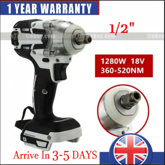 1/2'' 520NM 18V Cordless Impact Wrench Nut Gun Brushless Spanner Drill Tool UK