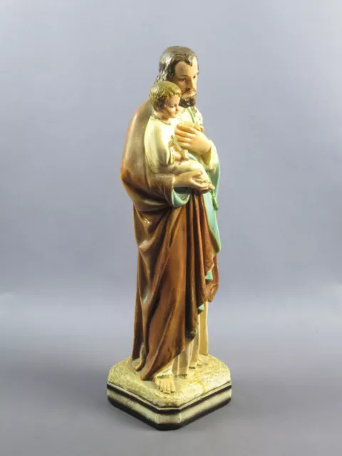 Statua terracotta San Giuseppe con bambino scultura arte sacra vintage anni ‘50 3